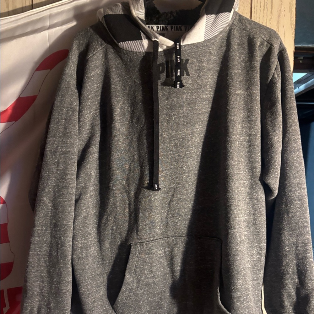 VS PINK SET! HOODIE WITH SHERPA PLAID HOOD and JOGGERS!!